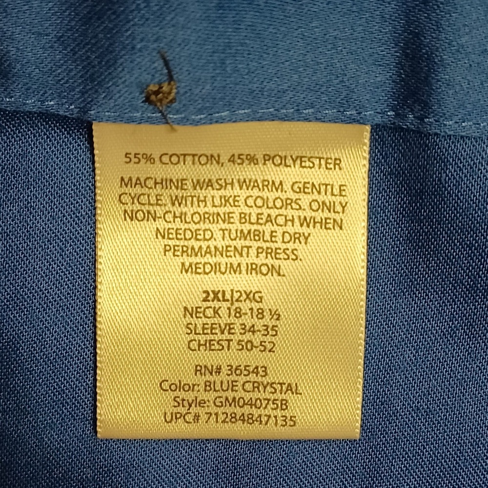 George Dress Shirt Mens 2XL Blue Long Sleeve Button Down Classic Fit Pocket - Picture 10 of 12